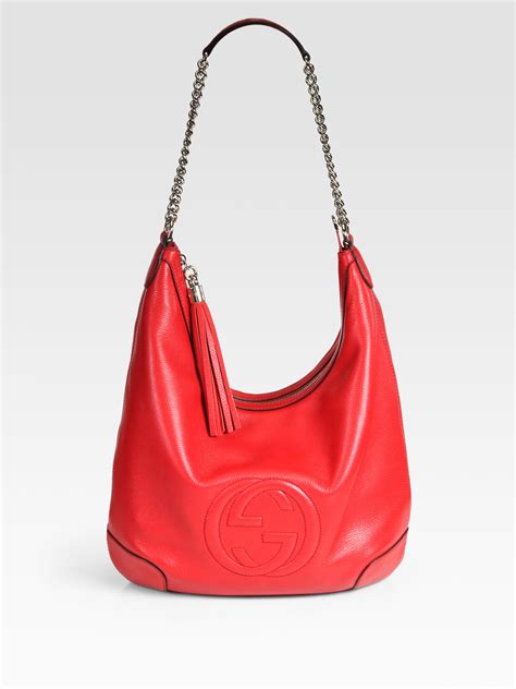 gucci red leather soho hobo bag 100 authentic|Gucci hobo bag vintage black.